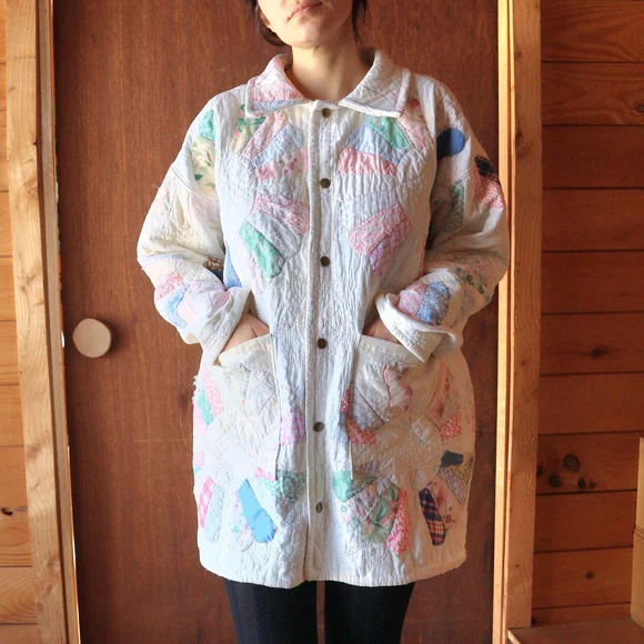 Upcycled Patchwork Quilt Chore Coat Barn Jacket M • L • XL - Picture 6 of 14